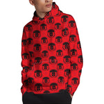 Black And Red Spartan Pattern Print Pullover Hoodie