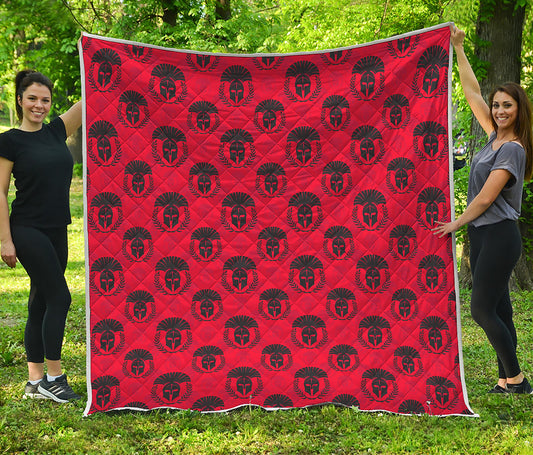 Black And Red Spartan Pattern Print Quilt