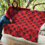Black And Red Spartan Pattern Print Quilt