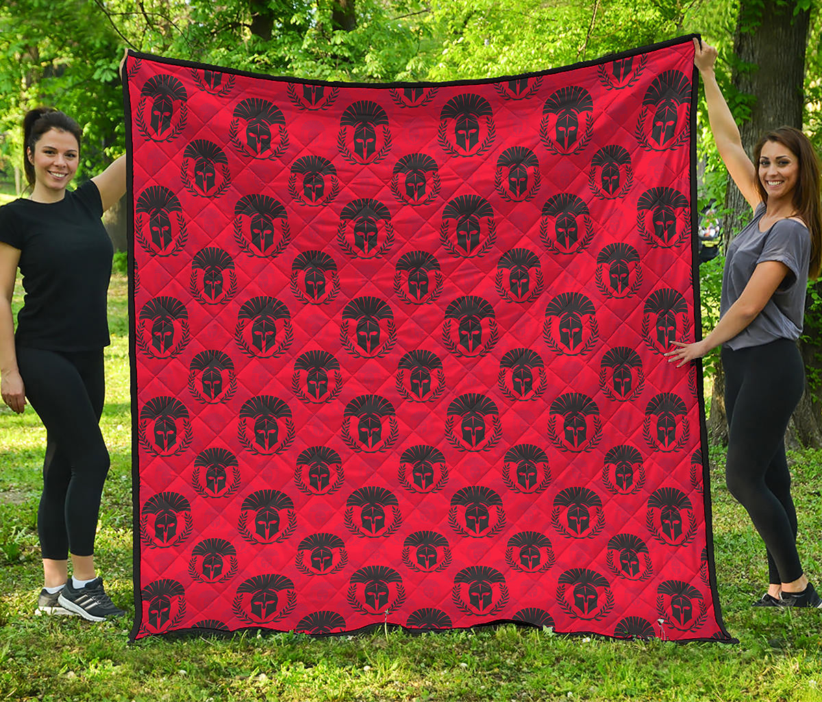 Black And Red Spartan Pattern Print Quilt