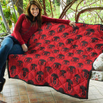 Black And Red Spartan Pattern Print Quilt