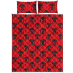Black And Red Spartan Pattern Print Quilt Bed Set