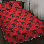 Black And Red Spartan Pattern Print Quilt Bed Set