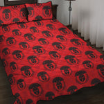 Black And Red Spartan Pattern Print Quilt Bed Set