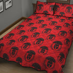 Black And Red Spartan Pattern Print Quilt Bed Set