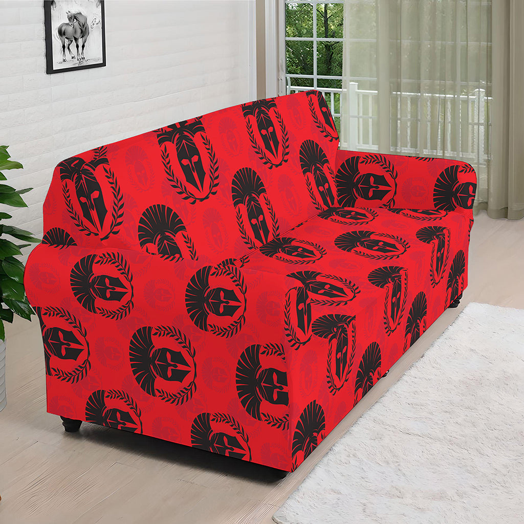 Black And Red Spartan Pattern Print Sofa Cover