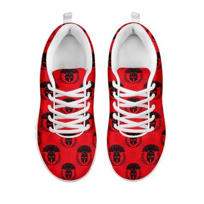 Black And Red Spartan Pattern Print White Sneakers