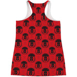 Black And Red Spartan Pattern Print Women's Racerback Tank Top