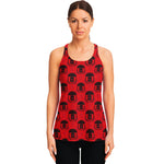 Black And Red Spartan Pattern Print Women's Racerback Tank Top