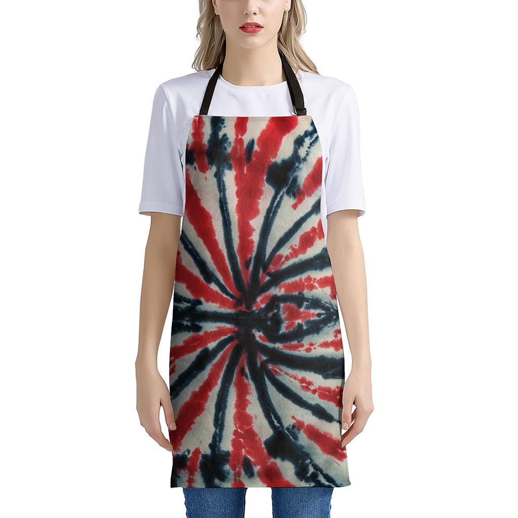 Black And Red Spider Tie Dye Print Apron