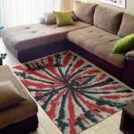 Black And Red Spider Tie Dye Print Area Rug