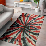 Black And Red Spider Tie Dye Print Area Rug
