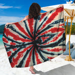 Black And Red Spider Tie Dye Print Beach Sarong Wrap