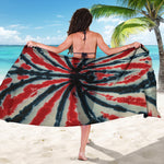 Black And Red Spider Tie Dye Print Beach Sarong Wrap