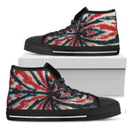 Black And Red Spider Tie Dye Print Black High Top Shoes