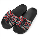Black And Red Spider Tie Dye Print Black Slide Sandals
