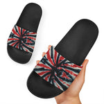 Black And Red Spider Tie Dye Print Black Slide Sandals
