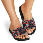 Black And Red Spider Tie Dye Print Black Slide Sandals