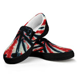 Black And Red Spider Tie Dye Print Black Slip On Shoes