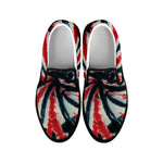 Black And Red Spider Tie Dye Print Black Slip On Shoes