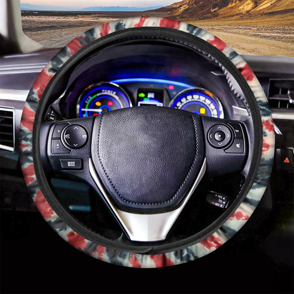 Black And Red Spider Tie Dye Print Car Steering Wheel Cover