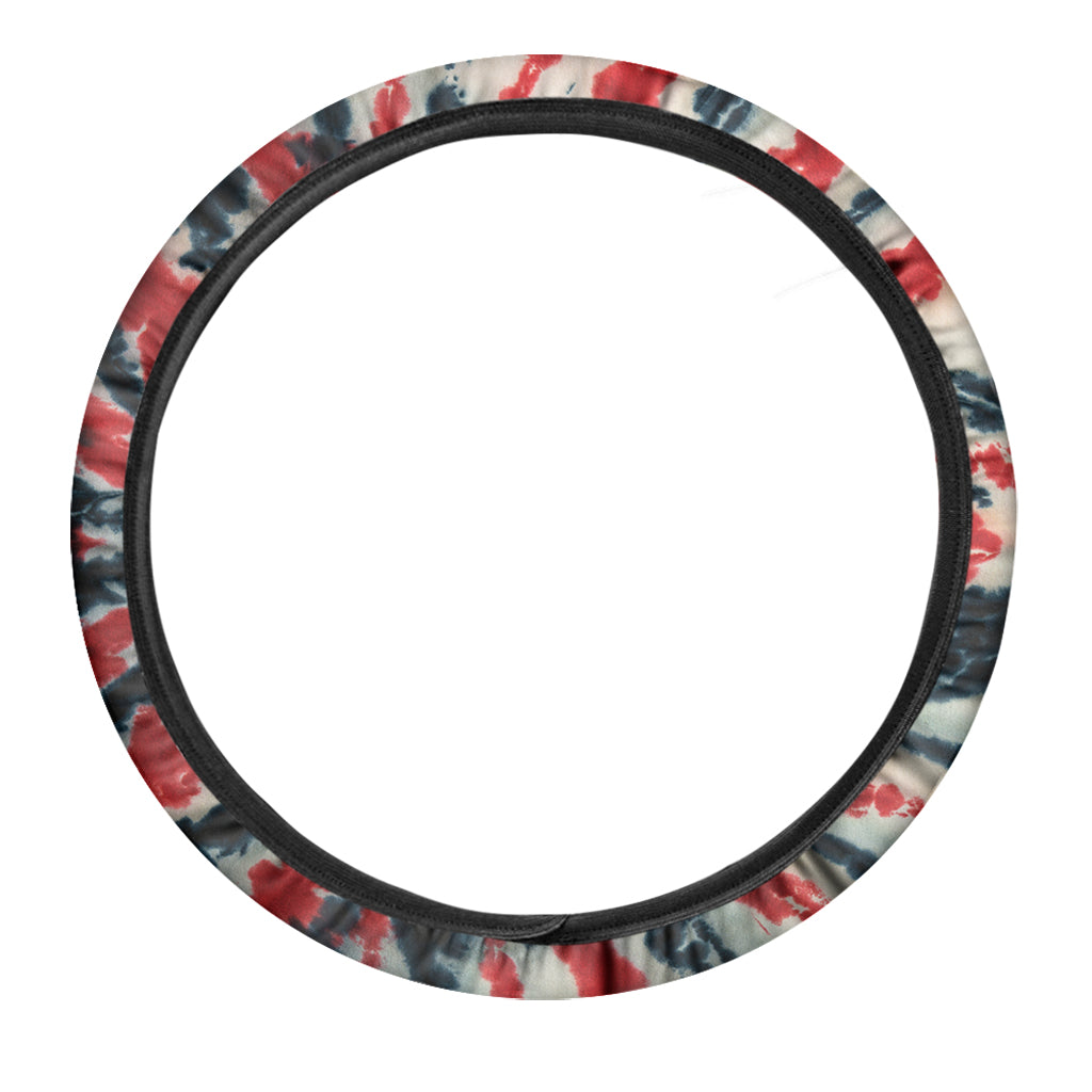 Black And Red Spider Tie Dye Print Car Steering Wheel Cover