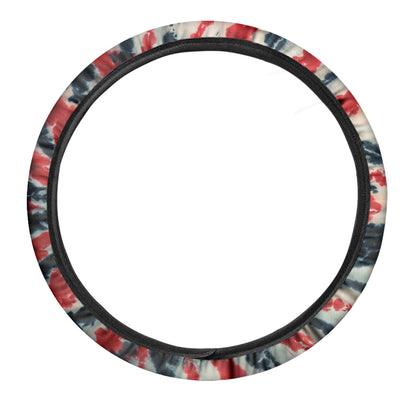 Black And Red Spider Tie Dye Print Car Steering Wheel Cover