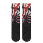 Black And Red Spider Tie Dye Print Crew Socks