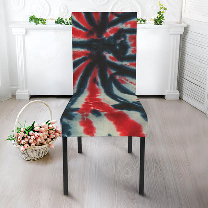 Black And Red Spider Tie Dye Print Dining Chair Slipcover