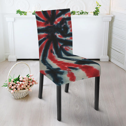 Black And Red Spider Tie Dye Print Dining Chair Slipcover