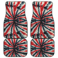 Black And Red Spider Tie Dye Print Front and Back Car Floor Mats