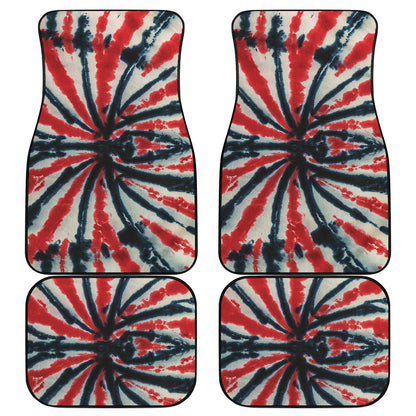 Black And Red Spider Tie Dye Print Front and Back Car Floor Mats