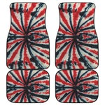 Black And Red Spider Tie Dye Print Front and Back Car Floor Mats