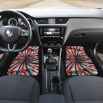 Black And Red Spider Tie Dye Print Front and Back Car Floor Mats
