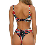 Black And Red Spider Tie Dye Print Front Bow Tie Bikini