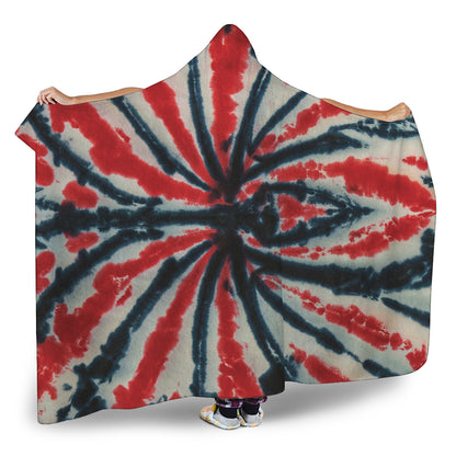 Black And Red Spider Tie Dye Print Hooded Blanket