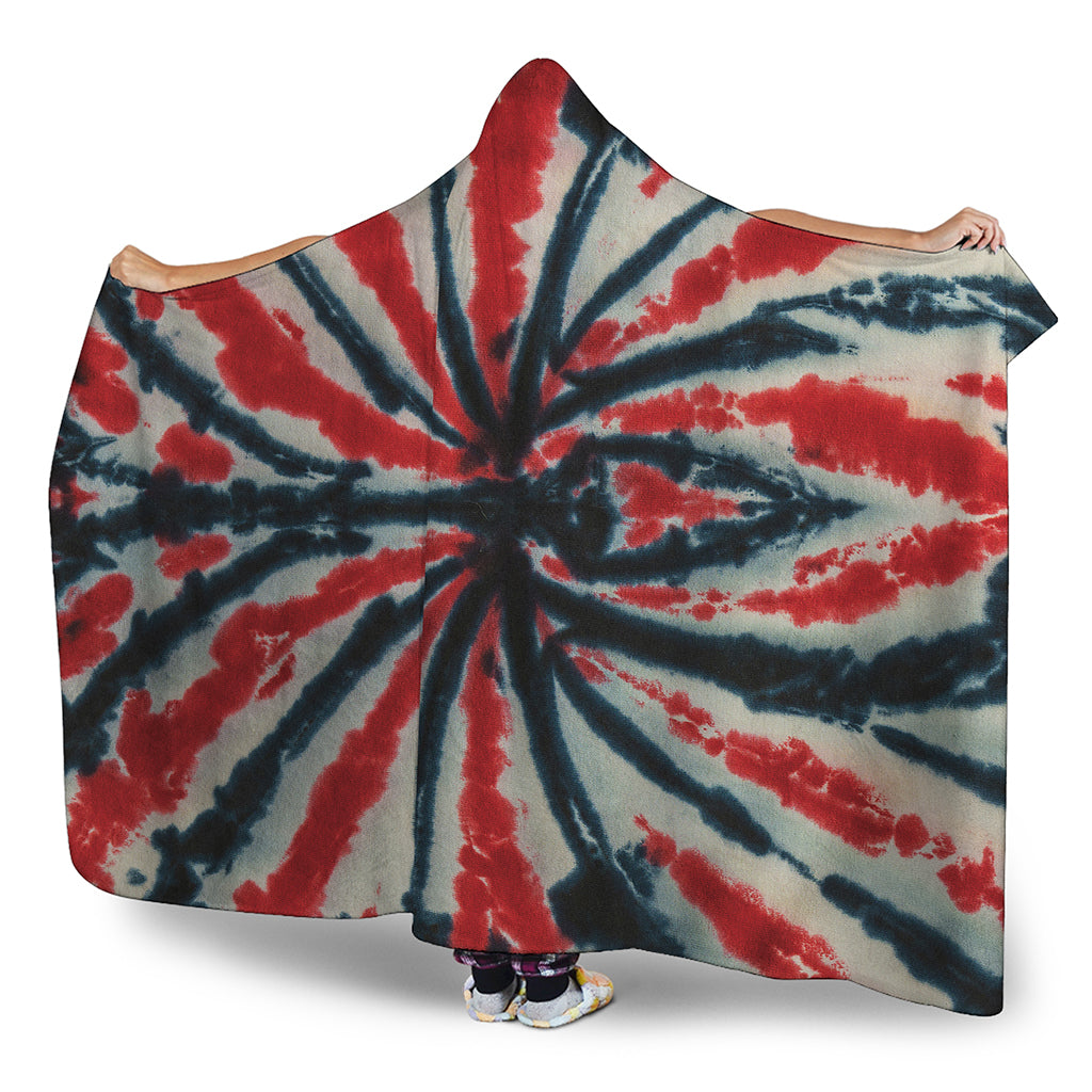 Black And Red Spider Tie Dye Print Hooded Blanket
