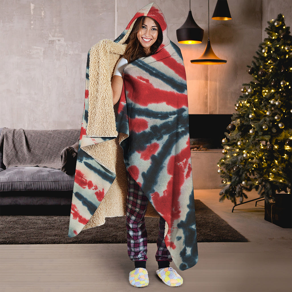 Black And Red Spider Tie Dye Print Hooded Blanket