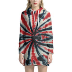 Black And Red Spider Tie Dye Print Hoodie Dress