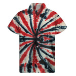 Black And Red Spider Tie Dye Print Men's Short Sleeve Shirt