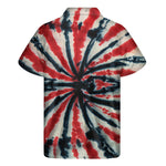 Black And Red Spider Tie Dye Print Men's Short Sleeve Shirt