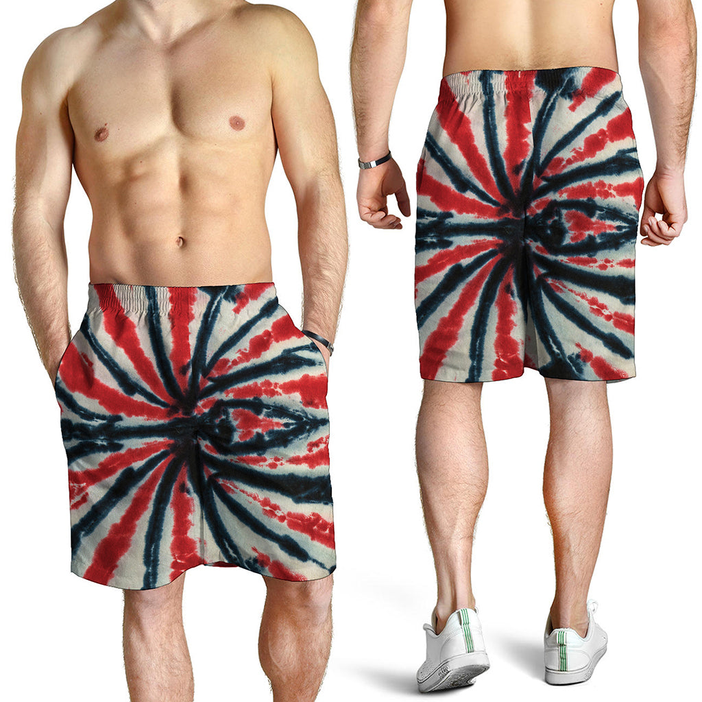 Black And Red Spider Tie Dye Print Men's Shorts