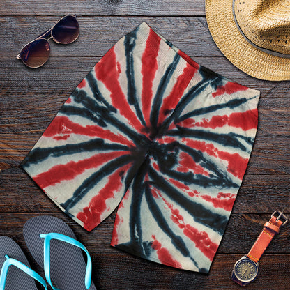 Black And Red Spider Tie Dye Print Men's Shorts