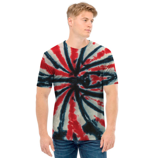 Black And Red Spider Tie Dye Print Men's T-Shirt