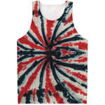 Black And Red Spider Tie Dye Print Men's Tank Top