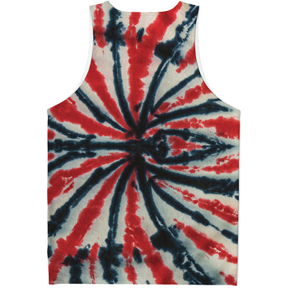 Black And Red Spider Tie Dye Print Men's Tank Top