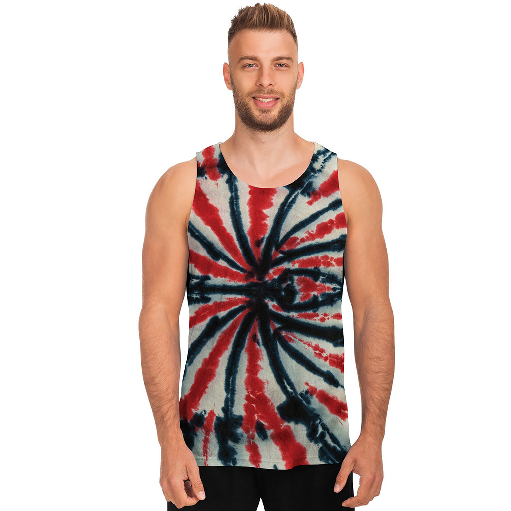 Black And Red Spider Tie Dye Print Men's Tank Top