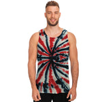Black And Red Spider Tie Dye Print Men's Tank Top