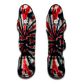 Black And Red Spider Tie Dye Print Muay Thai Shin Guards