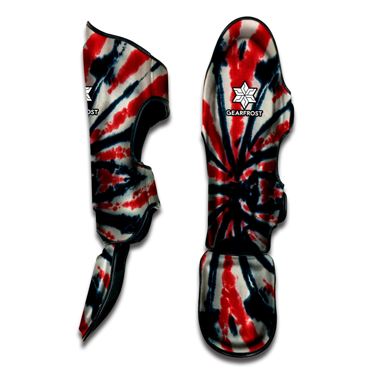 Black And Red Spider Tie Dye Print Muay Thai Shin Guard